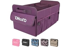 YOHOOLYO Kofferraum Organizer Faltbar 72L Auto Kofferraumtasche unterstützt 35 kg 600D Oxford-Gewebe Wasserdicht Rutschfest mit Griffe Violett 60 x 37 x 32.5 cm