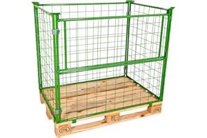 Abrollwerk 6er Set Gitteraufsatzrahmen 1200x800x800 mm grün lackiert für Euro-Paletten – klappbare Gitterbox mit 800 mm Nutzhöhe für DIN-Paletten – für Industrie & Garten & Brennholz