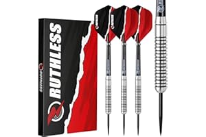 RUTHLESS Ranger I Professional Tungsten Steeltip Darts Set in 22g and 24g, with Flights and Stems Shafts