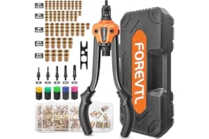 FOREVTL Pince a Insert Fileté, Assortiment de 98 écrous à Rivets Dans une Boîte Solide, Pince a Insert avec 5 Mandrins M5 M6 M8 M10 M12, Pince a Sertir Ecrou avec étui de Transport