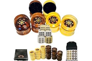 Spielstein- Set für Backgammon, Checkers, Dame, aus Holz, mit Intarsien Design, 32 Steine (Hochwertig aus Holz), 3 x 2 Würfel: 1x1, 1,4x1,4 & 1,6x1,6cm