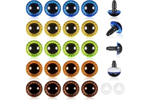 EUPHHONYCS 20pcs 15mm Colored Crochet Eyes with Washers Safety Eyes for Amigurumi Plastic Craft Eyes Crochet Glasses Noses and Buttons Crochet Accessories for DIY Making of Bear Crafts Doll Crafts