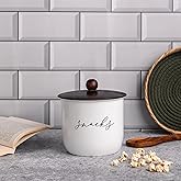 Metallure Home Elegant Snacks Jar | Airtight Metal Container with Wooden Lid | Namkeen Biscuit container | Kitchen Storage Fo