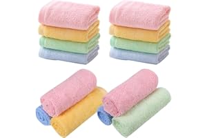 DEFRESIT 12 Pcs Flannel Face Cloth, 25cm x 25cm Soft Face Cloths Flannels Cotton Wash Towels Quick Dry Reusable Face Body Cloths Squares Wash Flannels for Baby Kids Adults