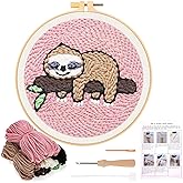 JSRQT Punch Needle Kit | 2 Sottobicchieri Con Fiori E Foglie, Per Principianti, Telaio 12,3 Cm, Ago E Fili Inclusi