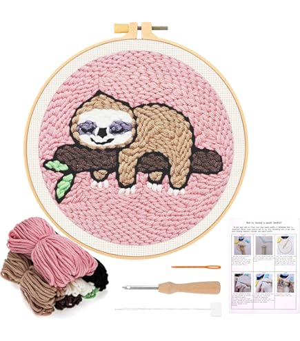 Punch Needle Stickerei Set Frohe Ostern - DIY Kaninchen & Eier Bastelset Für Anfänger