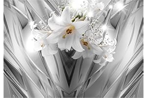decomonkey Fototapete Blumen Lilien 3d Effekt 350x256 cm XL Tapete Wandbild Wandbild Bild Fototapeten Tapeten Wandtapete Wandtapete Abstrakt