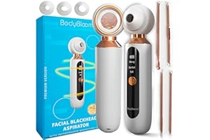BODYBLOOMS® Kit Pulizia Viso Punti Neri Rimozione Con Aspira Punti Neri Professionale Dotato Di Lente Di Ingrandimento e Luce per Viso. Aspiratore Punti Neri Viso Efficace Per Rimuovere I Punti Neri