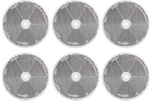 Qiping 6 PCS Catadioptricos Plastico Bianco, reflector redondo 8,4 cm con marca E para coches, camiones, caravanas, motocicletas, remolques de caballos