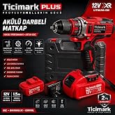 Ticimark 12V XR Li-Ion &Ccedil;ift Ak&uuml;l&uuml; Darbeli Şarjlı Matkap Seti