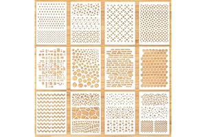 Sterneer 12 Pcs Plantillas Geométricas Reutilizables de Diseño y Bricolaje, Decorativas para Pintar en Paredes, Lienzo, Madera, Muebles