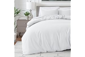 Bare Home Duvet Cover Set Double Size - Premium 1800 Ultra-Soft Duvet Cover Set - Lightweight - Cooling Duvet Cover - Bed Duvet Cover with 2 Pillowcases (Double, White)