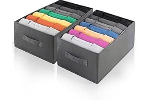 FRALECOPLUS 5 x Organizer Armadio Salvaspazio – Cassettiera Pieghevole con 7 Scomparti, Contenitori per Armadio, Organizzatore per T-Shirts, Jeans, Pantaloni e Camicie – Pratico e Resistente, 25 x 36 x 20 cm (5)