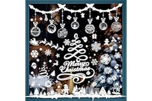 ZEACKUQ Adesivi Natalizi per Finestre, 351 Pezzi Vetrofanie Natalizie per Finestre Vetrine Negozi Grandi Decorazioni Natalizie per la Casa, PVC Adesivi per Finestre Natale Fiocchi di Neve Addobbi Natalizi