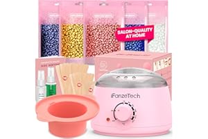 IFANZETECH Chauffe Cire Epilation Kit épilation Cire: Inclure 500g Perle, 30 Spatules, 2 Huiles de Traitement et Silicone Bol, Facile Nettoyer Appareil Chauffe-cire Pour Jambes, Aisselle, Visage, Sourcils(Rose)
