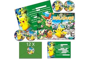 IRONIUM 12x Einladungskarten Kindergeburtstag mit Umschlag Deutsch, Kindergeburtstags Party Einladungen, Cartoon Geburtstag Einladungskarten Set für Themed Party (A6)