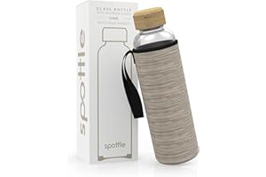 ‎SPOTTLE spottle Trinkflasche aus Glas 1l - Glasflasche 500ml - 750ml - 1 liter mit Neoprenhülle / Schutzhülle - Glastrinkflasche mit Schraubverschluss - Wasserflasche Glas für kohlensäurehaltige Getränke - spülmaschinenfest