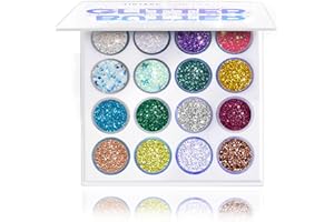 TINTARK Palette di ombretti al burro glitterato, 16 palette di ombretti colorati Illuminanti scintillanti Ombretti metallici Trucco da viaggio, palette di ombretti arcobaleno - Impermeabili