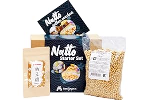 ‎1MAL1JAPAN Natto Starter Set – für 21 Portionen fermentierte Sojabohnen, 3-teilige DIY Box für Natto selber machen, inkl. Rezept | vegan | Nattokinase | für Makrobiotik Fans