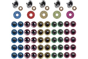 SZQIUNUBI Yeux de Sécurité Paillettes Yeux de Sécurité en Plastique avec Rondelles Couleurs Assorties Yeux de Sécurité Yeux de Poupée Sûrs en Plastique 20MM Pour les poupées en peluche DIY (50 pièces)