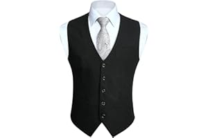 HISDERN Gilet Da Abito Da Uomo Formale Matrimonio Tinta Unita Classico Elegante Senza Maniche Casual Cerimonia Cotone Panciotto XS-4XL