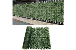 Baketron Decorative Ivy Leaf Green Artificial Hedge Roll 3m x 1m Garden Fence Screening Privacy Hedging Wall Landscaping Garden Fence UV Fade Protected Artificial Plant Wall Panels (1 Roll)