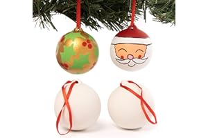 Baker Ross EX5152 Weihnachtsbaumkugeln zum selber basteln, Keramik-Weihnachtsbasteln für Kinder zum Dekorieren und Personalisieren, Braun, 4 Stück