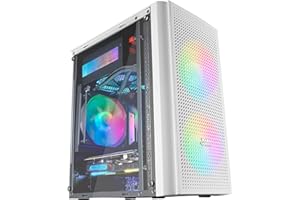 Mars Gaming MC300, Caja PC Gaming Compacta MicroATX/Mini-ITX, 3X Ventiladores 120mm FRGB, Frontal Malla Total-Mesh, Cristal Templado, Blanco