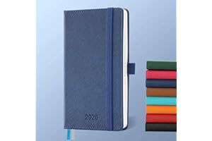 IN-LUXPRO Agenda 2026: Agenda de Poche Semainier A6 Petit 16,4x9,6 cm Planificateur Hebdomadaire D'Jan 2026 à Déc 2026(12 Mois) Scolaire, Papier 100GSM, Couverture PU cuir Bleu marine