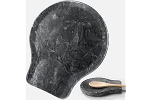 Navaris Antypoślizgowy uchwyt na łyżkę - zestaw 2 x czarny marmurowy uchwyt na łyżkę do szpatułki do chochli - zestaw przyborów kuchennych