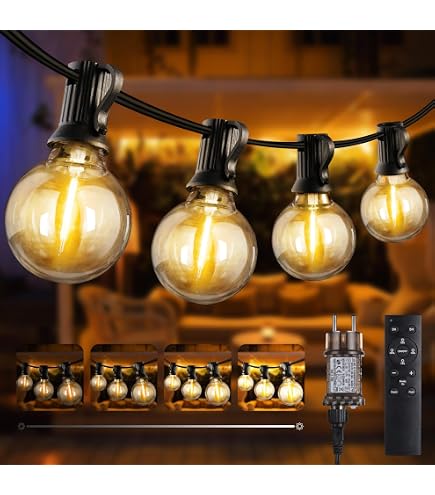 Wweixun2020 49FT Solar-Lichterkette Außen – IP44 Wasserdicht, 20+1 S14 LED, 2700K Warmweiß, Energiesparend – Für Terrasse, Garten & Camping