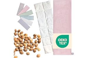 ‎FLORA FURORA Kirschkernkissen Mikrowelle GROß XXL 60x20 cm lang - OEKO TEX Körnerkissen für Nacken, Schulter, Rücken, Bauch | schadstofffreies Bio Traubenkernkissen Wärmekissen für Erwachsene (Rosé)