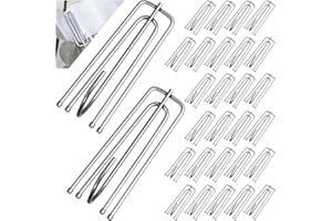 DREAMARK 45 Stück Gardinenhaken Metall, 4 Zinken Vorhanghaken aus Edelstahl, Faltenhaken für Gardinen, Vorhang Haken zum Einhängen für Ringe & Schienen, Curtain Hooks für Vorhangzubehör