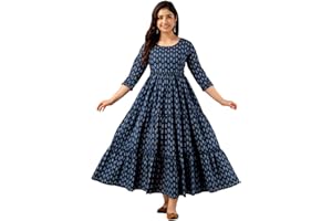 VARICOS Women's Cotton Anarkali Comfortable Maternity Feeding Kurta Dress with Both Side Zippers | Pre and Post Pregnancy & N