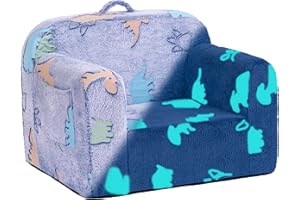 YOTATING Kids Sofa Toddler Chair, Chirldren Couch with Side Pockets with Removable and Washable Cover Carrying Handle Toddler Armrest Chair Kids Read Sofa for Girl or Boy, Blue Dinosaur