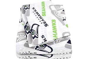 SWEET HOME COLLECTION Juego de sábanas de la NFL con Licencia Oficial de Lujo, Ajuste Suave, Plano y Funda de Almohada, Estampado del Equipo, Seattle Seahawks, tamaño matrimonial
