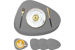YUNJUER Silicone Placemat and Coaster Set of 4, Place Mats Heat-Resistant 450 °F, Non-Slip and Waterproof, Decoration Accessories for Home, Hotel, Restaurant, Dining Table, Indoor, Outdoor, Dark Grey
