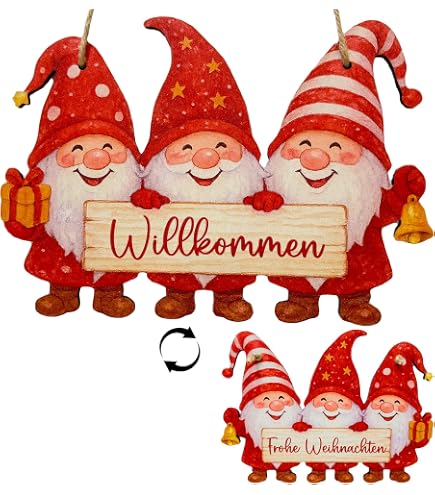 Weihnachtsmann Türschild Aus Holz – 20 X 18 Cm, Bunt Bedruckt, Mit Aufhängung Für Tür Oder Wand