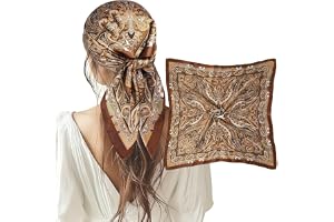 CHarmeFleur 1 st satinscarf, 27,5 tum, scarf, för kvinnor, halsduk, brun sjal
