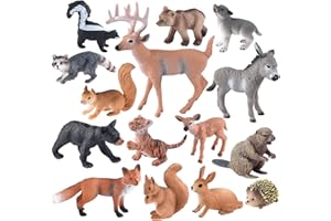 ELECLAND 15 szt. figurki zwierząt leśnych, figurki miniaturowych leśnych stworzeń, figurki, las, dekoracja na ciasto dla dzieci, dekoracje urodzinowe, dekoracje świąteczne