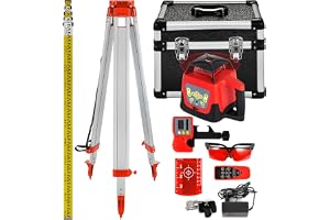 VEVOR Professional rotationslaser 360 grader vatten- och dammtät höjdmätare röd linjelaser 20 timmar arbetsområde 500 m stati