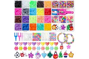Caffox Loom Rubber Bands,1500Pcs Loom Twist Bands for DIY Refill Bracelet Making Kits with S-Clips, Crochet Hooks, Backpack Hooks, Y Loom in Storage Case for Party, X-mas Birthday Gift for Kids