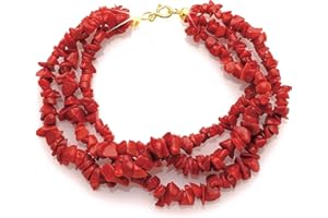 Antonino De Simone Juego de troncos de coral rojo del Mediterráneo compuesto por collar y pulsera, montado en plata 925, coral rojo
