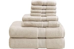 MADISON PARK 800 g/m², 100% bawełny, luksusowe tureckie ręczniki kąpielowe, bardzo chłonne, długie, oversized linen, zestaw 8 sztuk w zestawie 2 ręczniki kąpielowe, 2 ręczniki do rąk i 4 ręczniki do prania,