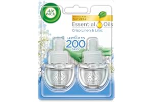 AIRWICK Reckitt Benckiser Air Wick Plug in Refill Air Freshener, Crisp Linen and Lilac 2X 17ml, 34 milliliters