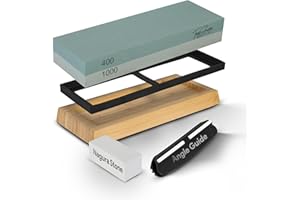 TONI SHARPE Whetstone Grit Knife Sharpening Stone - Dual Grit Professional Knife Sharpening Kit with Angle Guide (400/1000)