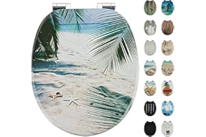 shelfmade Klodeckel mit Absenkautomatik Motiv aus MDF - Toilettensitz mit Absenkautomatik Motiv absenkbarer WC Sitz mit Absenkautomatik Toilettendeckel - Bunte WC Deckel (Strand)