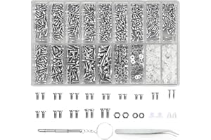 SMATIME Zestaw śrub i nakrętek do okularów, 1000 szt. śrub do okularów, śruby naprawcze do okularów, zestaw narzędzi do naprawy okularów z małym śrubokrętem do okularów, okularów przeciwsłonecznych, okularów,