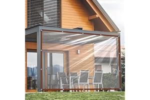 OUCKKHEY Transparente Plane Mit öSen - 2.5x6m Plane Durchsichtig für Außenbereich Gartenmöbel Abdeckplane Wasserdicht Wetterfeste Transparent Terrassenplane für Schutz Vor Witterung