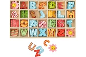 Kleenes Traumhandel Bunter Buchstabenkasten aus Holz - 2,5 cm Höhe - Set von 108 Teilen